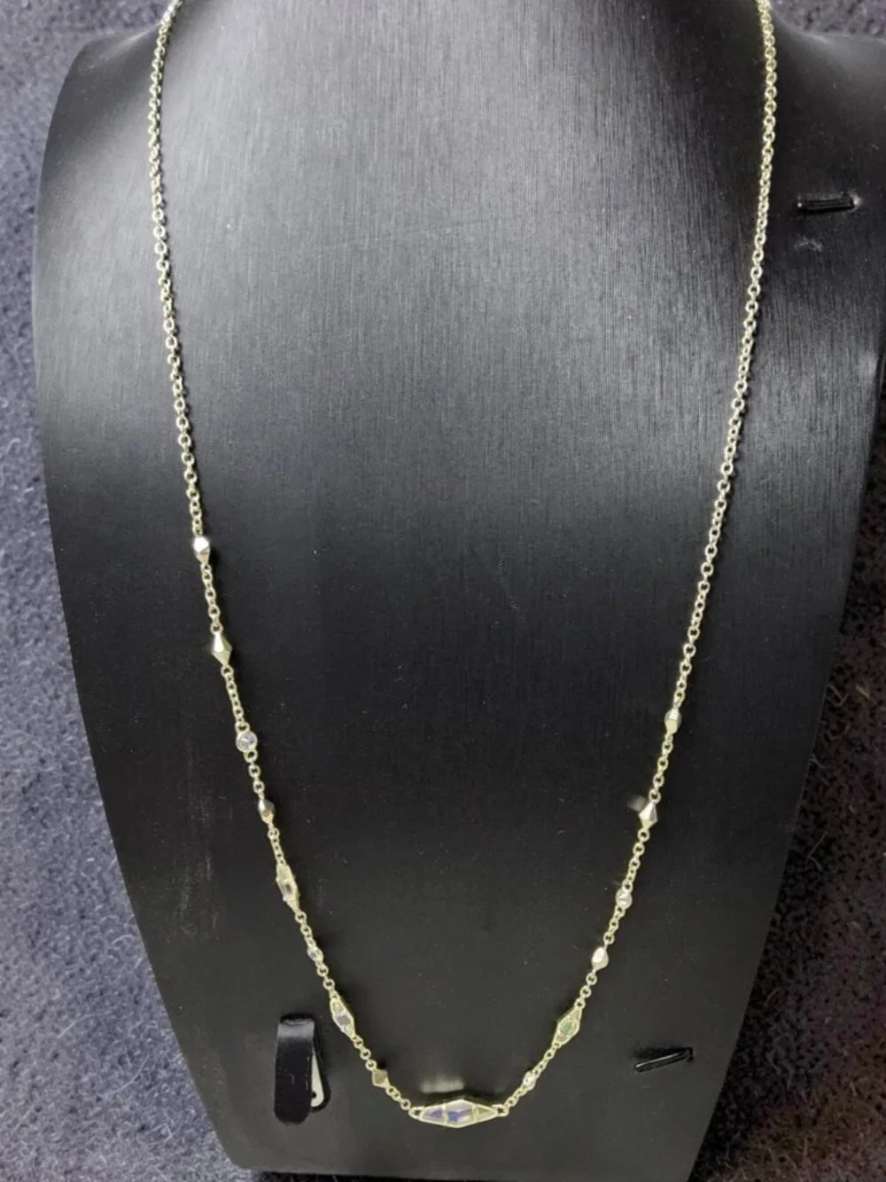 kendra scott debra silver tone aurora borealis chrystals station necklace